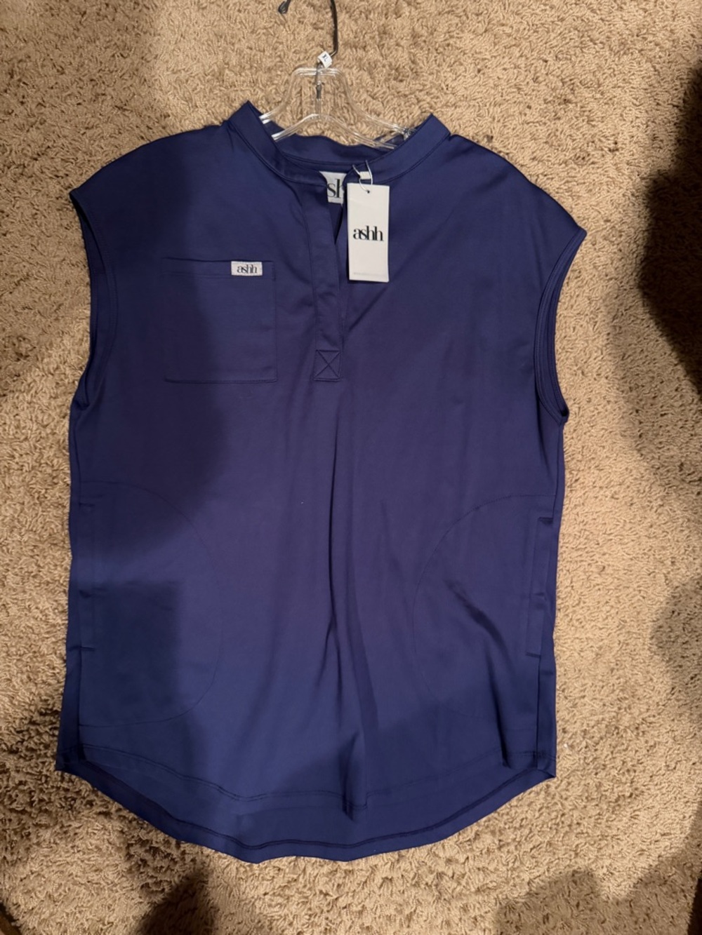 ashh Sleeveless Navy Scrub Top